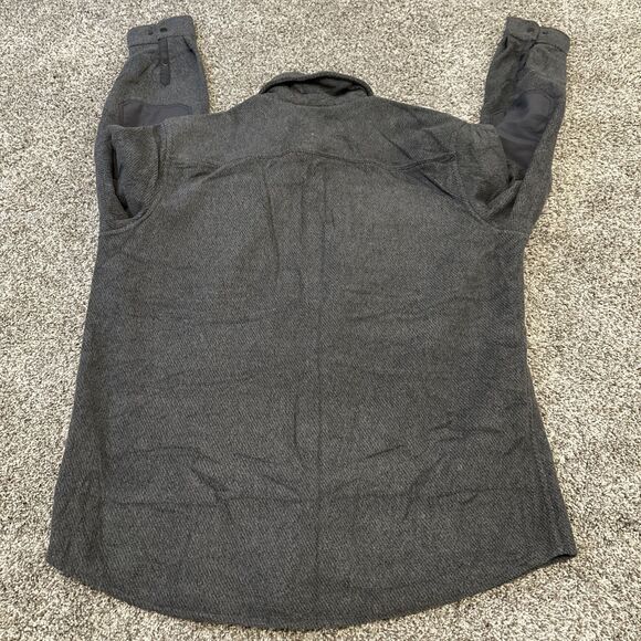 LL Bean Gray Allagash Fleece Shirt Snap Shacket Elbow Patches Men’s Large NWT - Picture 7 of 7